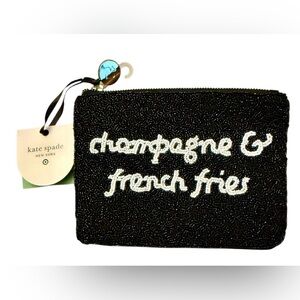 NWT Kate Spade Target Beaded Pouch Makeup Bag Zipper Champagne French Fries